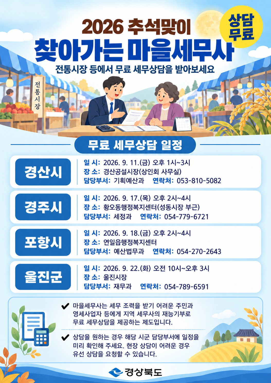 경북도,‘추석맞이 찾아가는 마을세무사’운영
